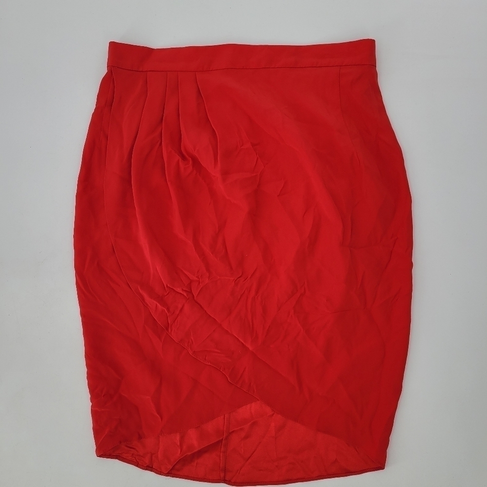 Amanda Uprichard Red 100% silk wrap skirt size Large